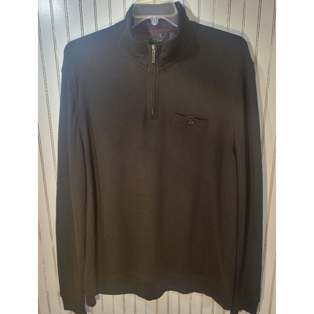 Ted Baker Small Sweatshirt Black Long Sleeves Quarter Zip Sweater